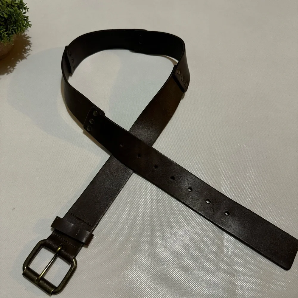 Vintage Y2K Maurices Genuine Leather‎ Brown Wide Belt Women’s Size Medium